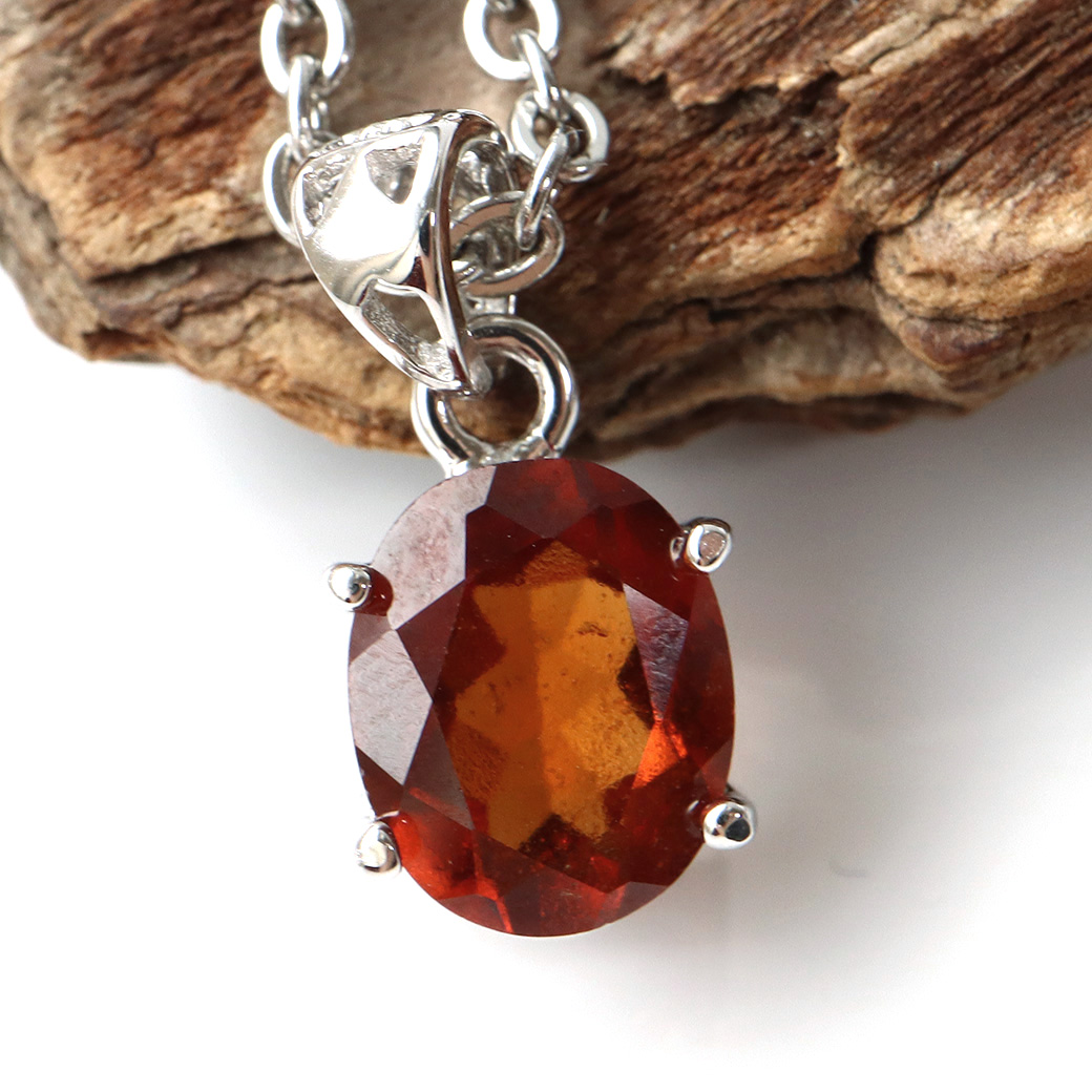 オレンジ ガーネット ペンダント 宝石室  Silver925 チェーン付き 天然石 パワーストーン