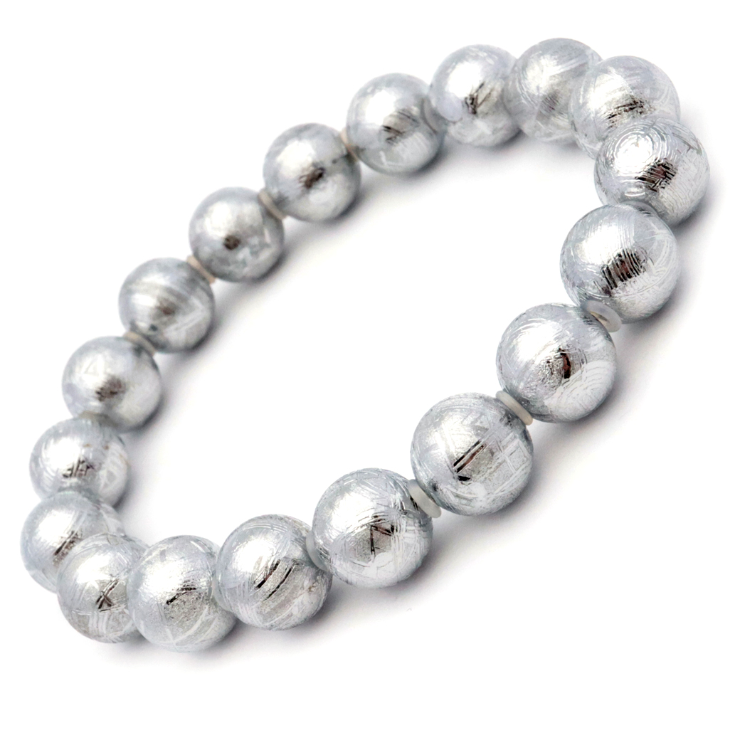 ギベオン 鉄隕石 メテオライト ブレスレット 11mm 鑑別書付き 宇宙から来た鉱物 パワーストーン シルバー