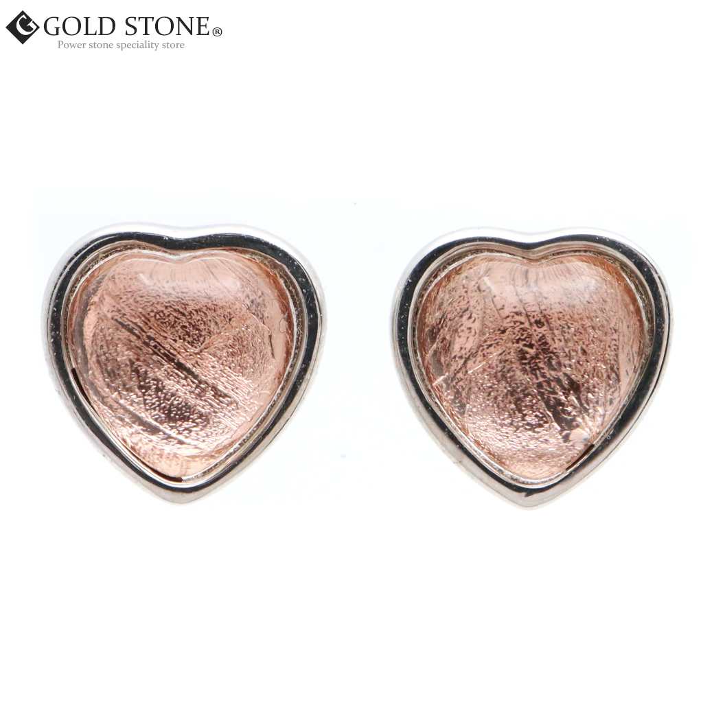 ギベオン 隕石 ピアス レディース ハート ピンクゴールド 宇宙から来た鉱物 両耳用 シルバー925