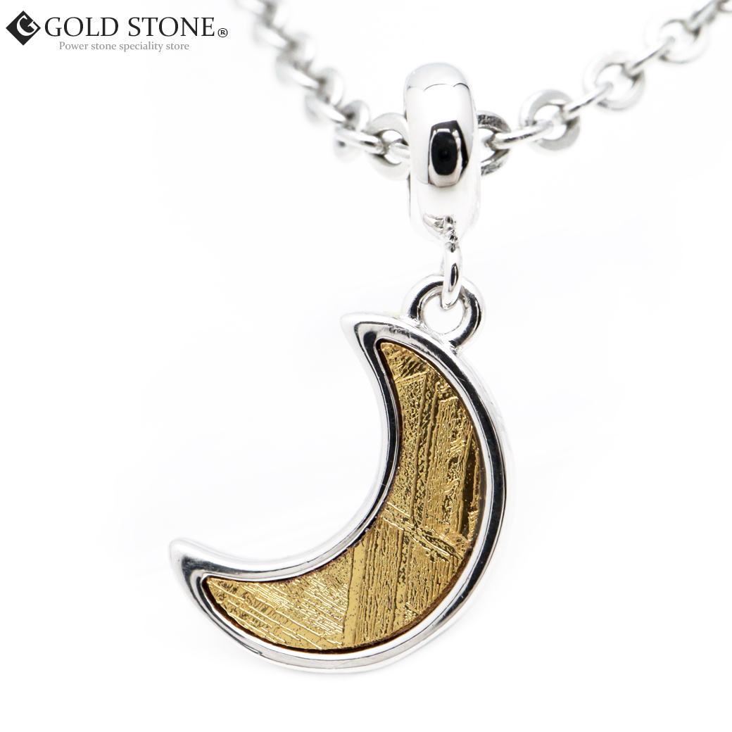 ギベオン 隕石 ネックレス 天然石 ペンダント ゴールド ナミビア産 月 モチーフ Silver925 パワーストーン