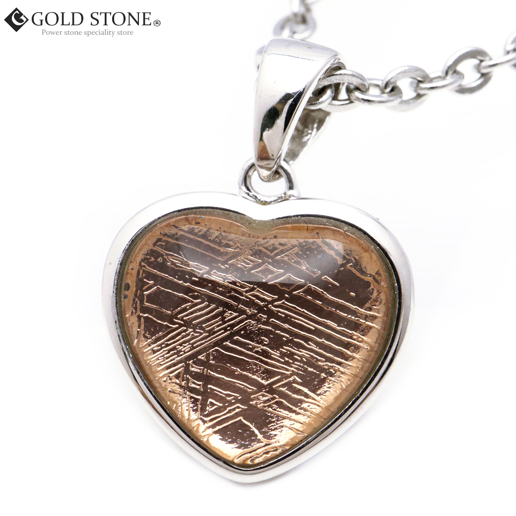 ギベオン 隕石 ネックレス 天然石 ペンダント ピンクゴールド ナミビア産 ハート 心型 Silver925 パワーストーン