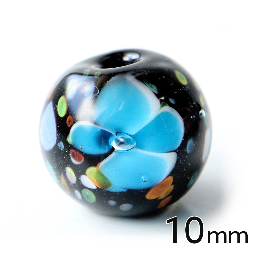 とんぼ玉 ビーズ 粒売り 1粒 10mm 水色