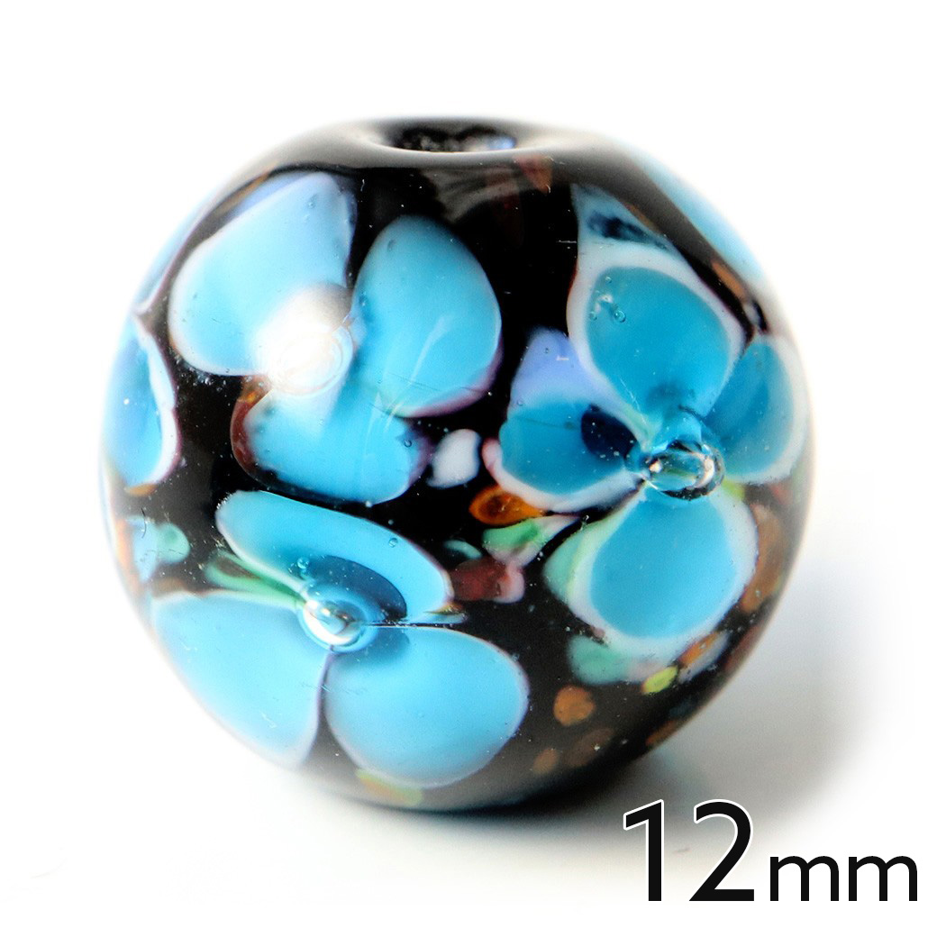 とんぼ玉 ビーズ 粒売り 1粒 12mm 水色