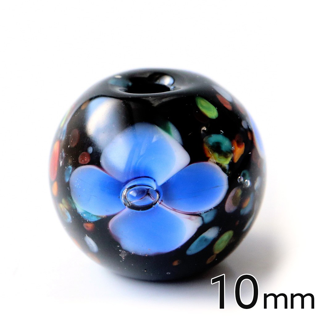 とんぼ玉 ビーズ 粒売り 1粒 10mm 藍色 インディゴブルー