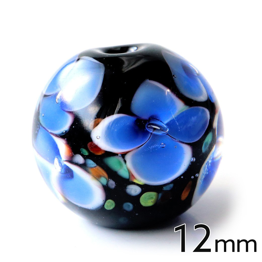 とんぼ玉 ビーズ 粒売り 1粒 12mm 藍色 インディゴブルー