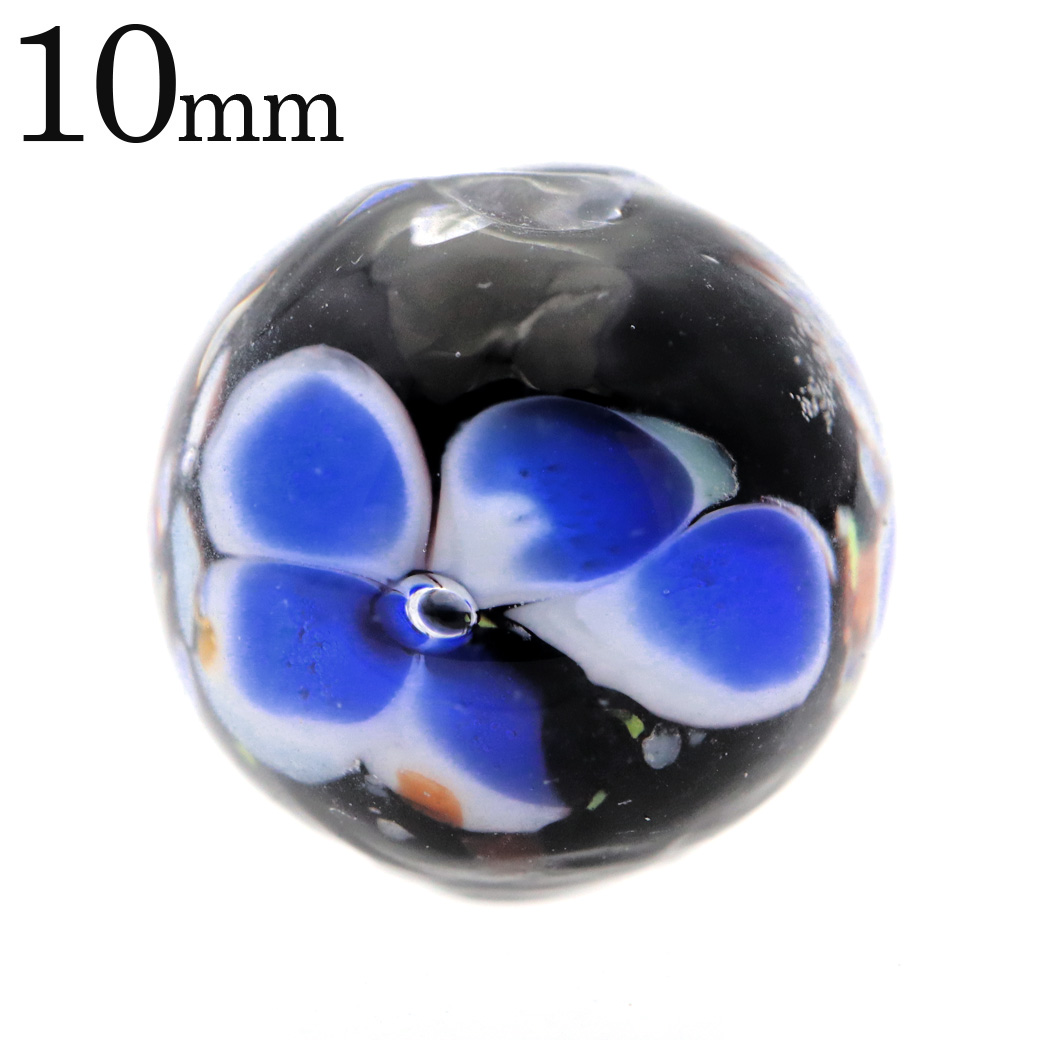 とんぼ玉 ビーズ 粒売り 1粒 10mm 青色 ブルー