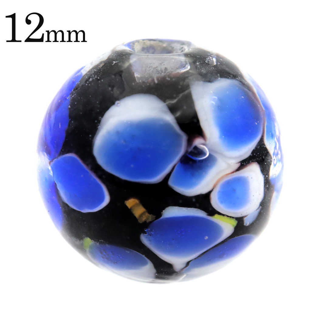 とんぼ玉 ビーズ 粒売り 1粒 12mm 青色 ブルー