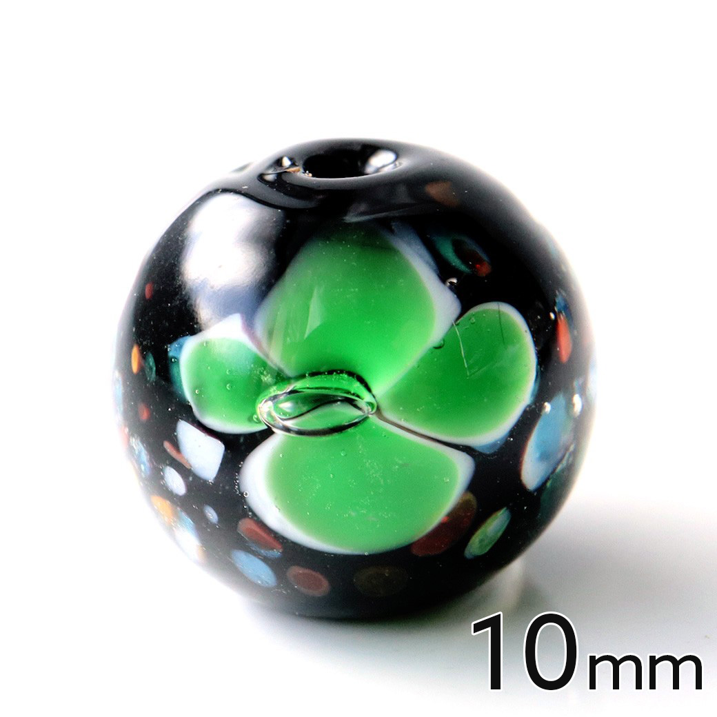 とんぼ玉 ビーズ 粒売り 1粒 10mm 緑色 グリーン
