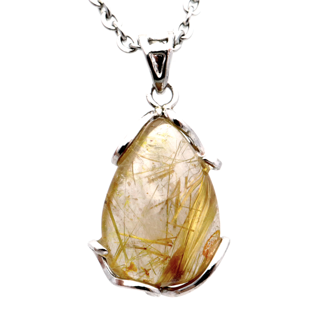 ルチルクォーツ ペンダント ゴールドルチル 天然石 ネックレス パワーストーン Silver925 針水晶 金運 贈り物 1点物 ギフト プレゼント