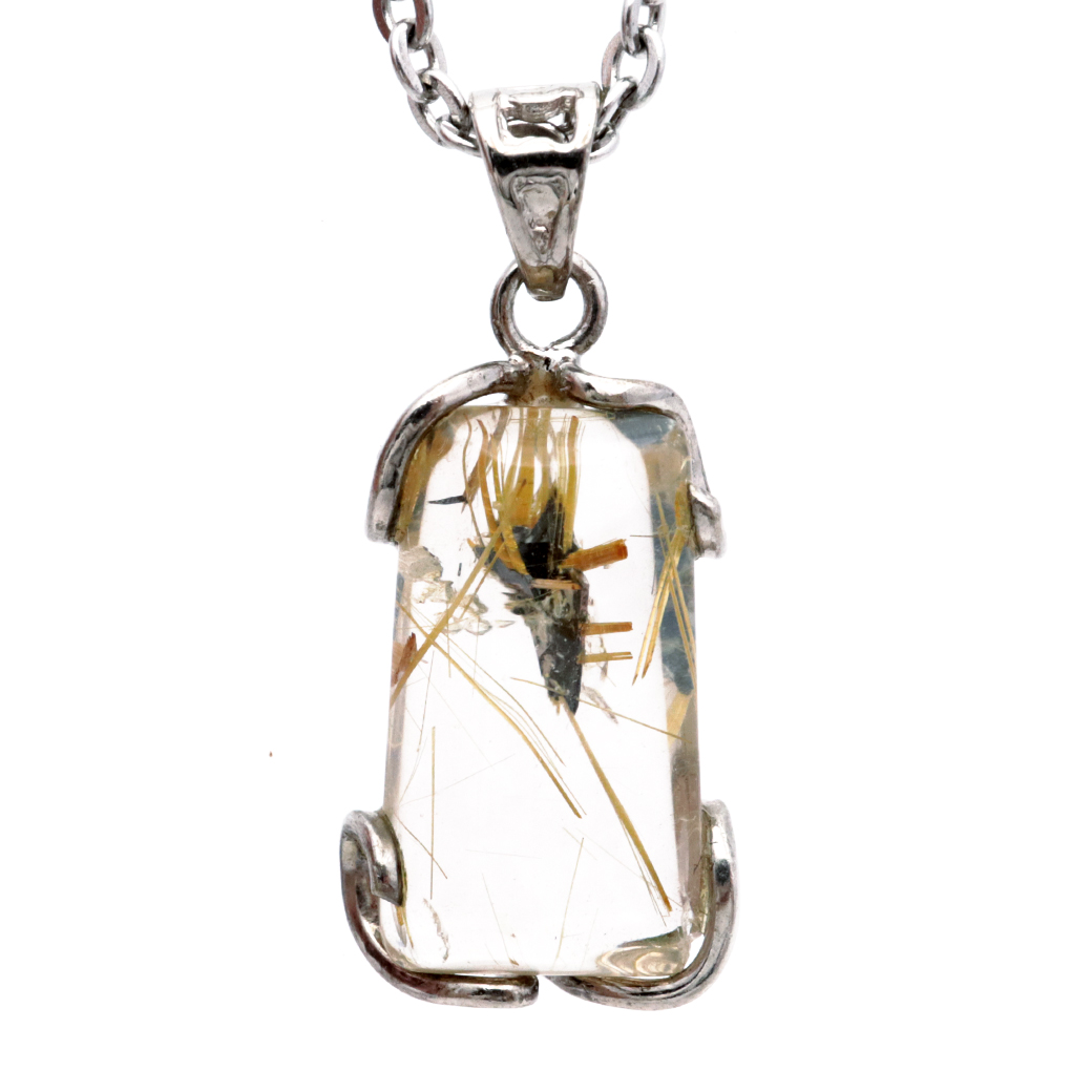 ルチルクォーツ ペンダント ゴールドルチル 天然石 ネックレス パワーストーン Silver925 針水晶 金運 贈り物 1点物 ギフト プレゼント