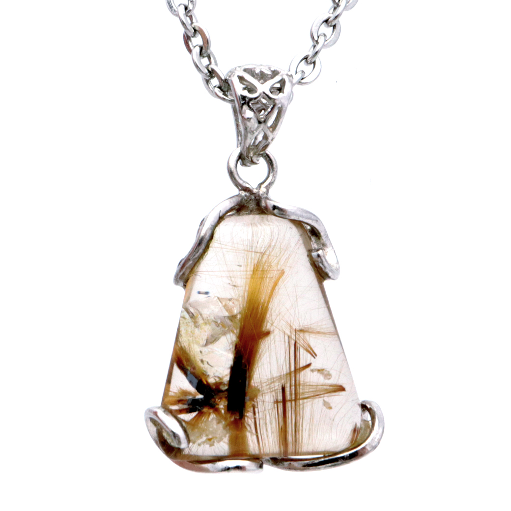 ルチルクォーツ ペンダント ゴールドルチル 天然石 ネックレス パワーストーン Silver925 針水晶 金運 贈り物 1点物 ギフト プレゼント