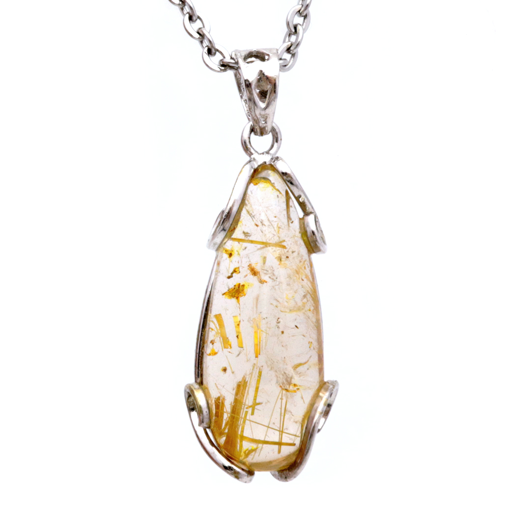 ルチルクォーツ ペンダント ゴールドルチル 天然石 ネックレス パワーストーン Silver925 針水晶 金運 贈り物 1点物 ギフト プレゼント