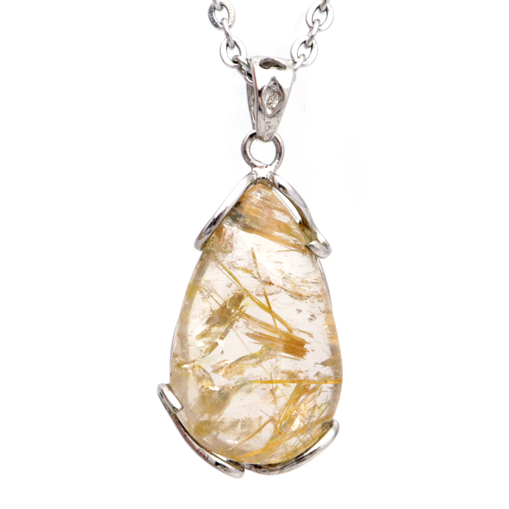 ルチルクォーツ ペンダント ゴールドルチル 天然石 ネックレス パワーストーン Silver925 針水晶 金運 贈り物 1点物 ギフト プレゼント