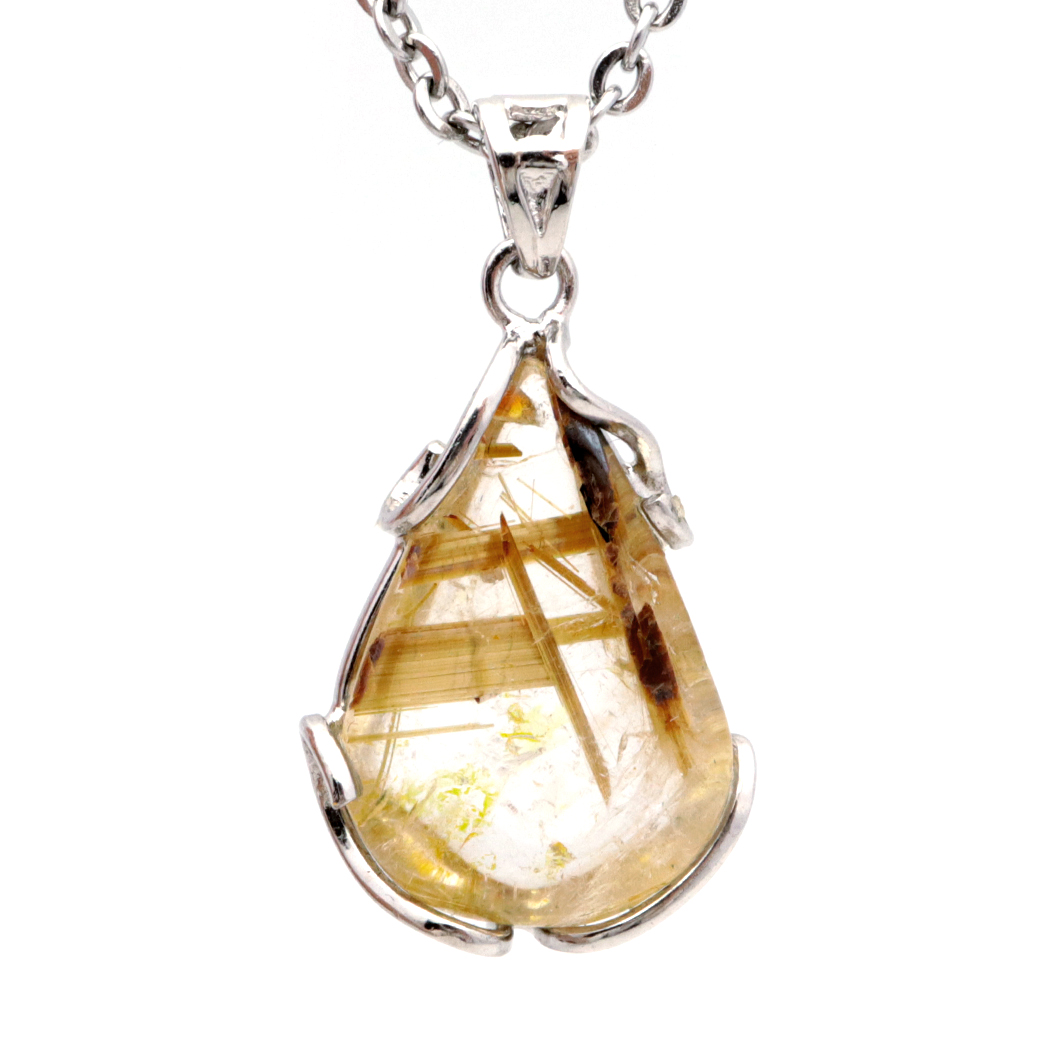 ルチルクォーツ ペンダント ゴールドルチル 天然石 ネックレス パワーストーン Silver925 針水晶 金運 贈り物 1点物 ギフト プレゼント