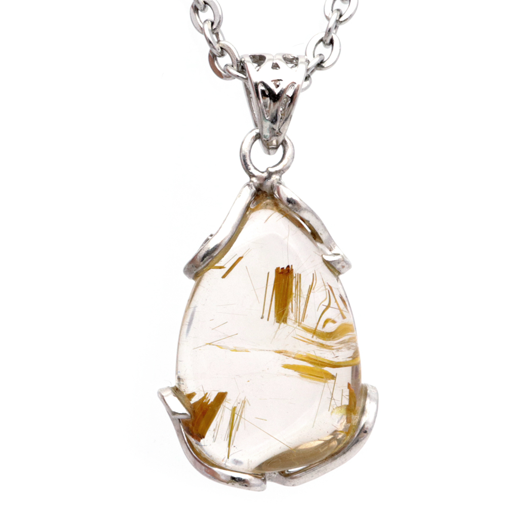 ルチルクォーツ ペンダント ゴールドルチル 天然石 ネックレス パワーストーン Silver925 針水晶 金運 贈り物 1点物 ギフト プレゼント