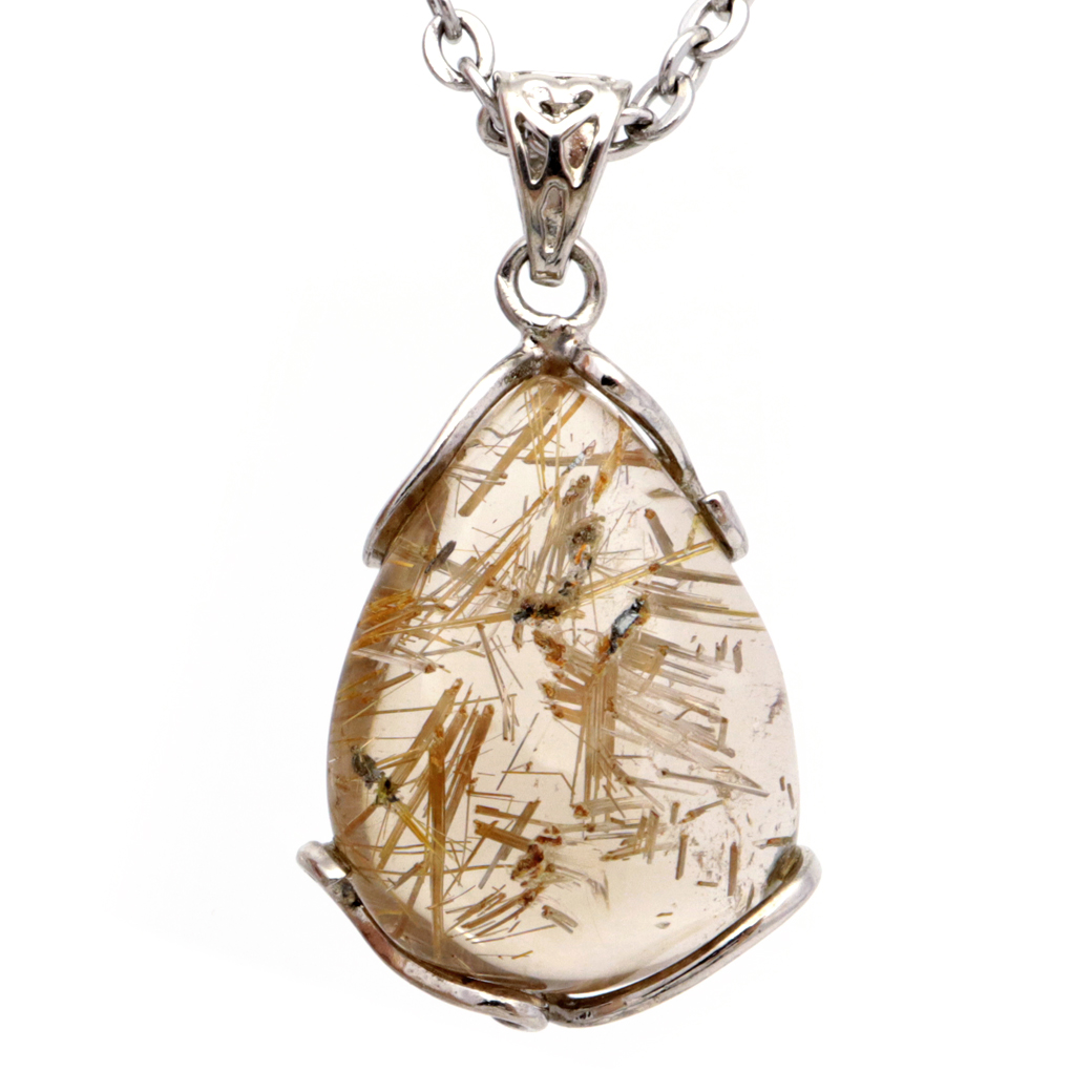 ルチルクォーツ ペンダント ゴールドルチル 天然石 ネックレス パワーストーン Silver925 針水晶 金運 贈り物 1点物 ギフト プレゼント