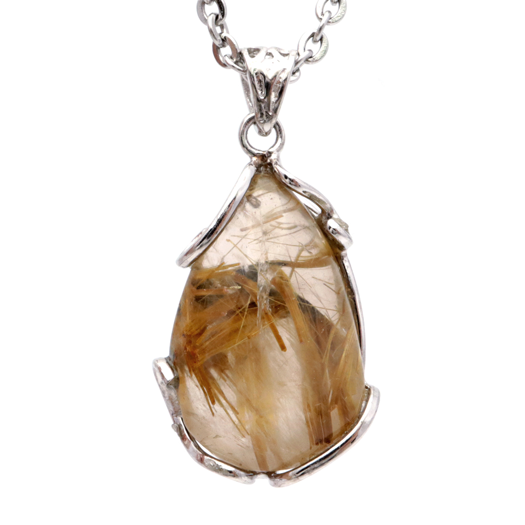 ルチルクォーツ ペンダント ゴールドルチル 天然石 ネックレス パワーストーン Silver925 針水晶 金運 贈り物 1点物 ギフト プレゼント