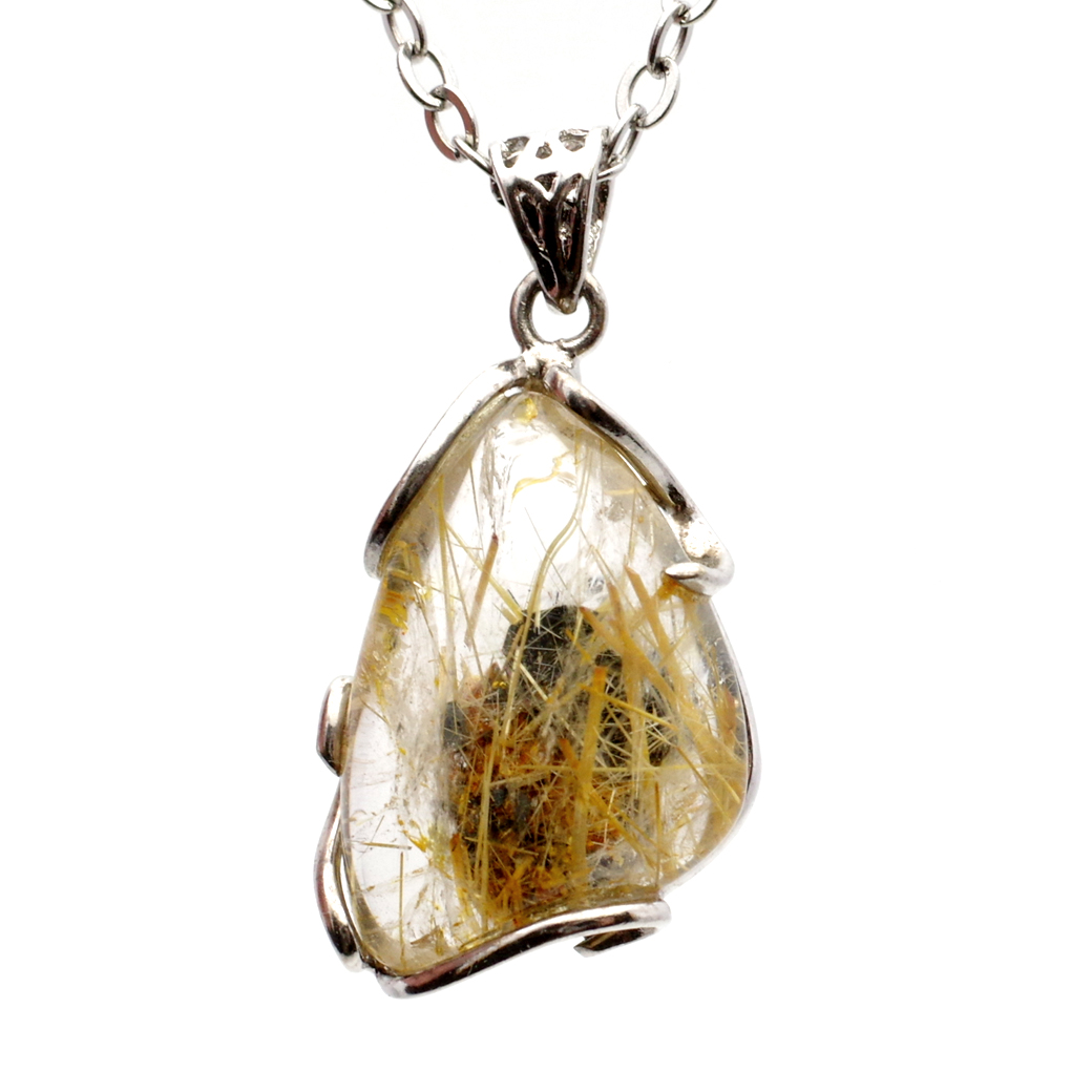 ルチルクォーツ ペンダント ゴールドルチル 天然石 ネックレス パワーストーン Silver925 針水晶 金運 贈り物 1点物 ギフト プレゼント