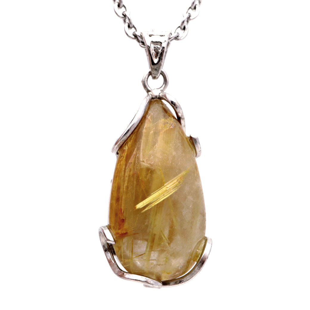 ルチルクォーツ ペンダント ゴールドルチル 天然石 ネックレス パワーストーン Silver925 針水晶 金運 贈り物 1点物 ギフト プレゼント