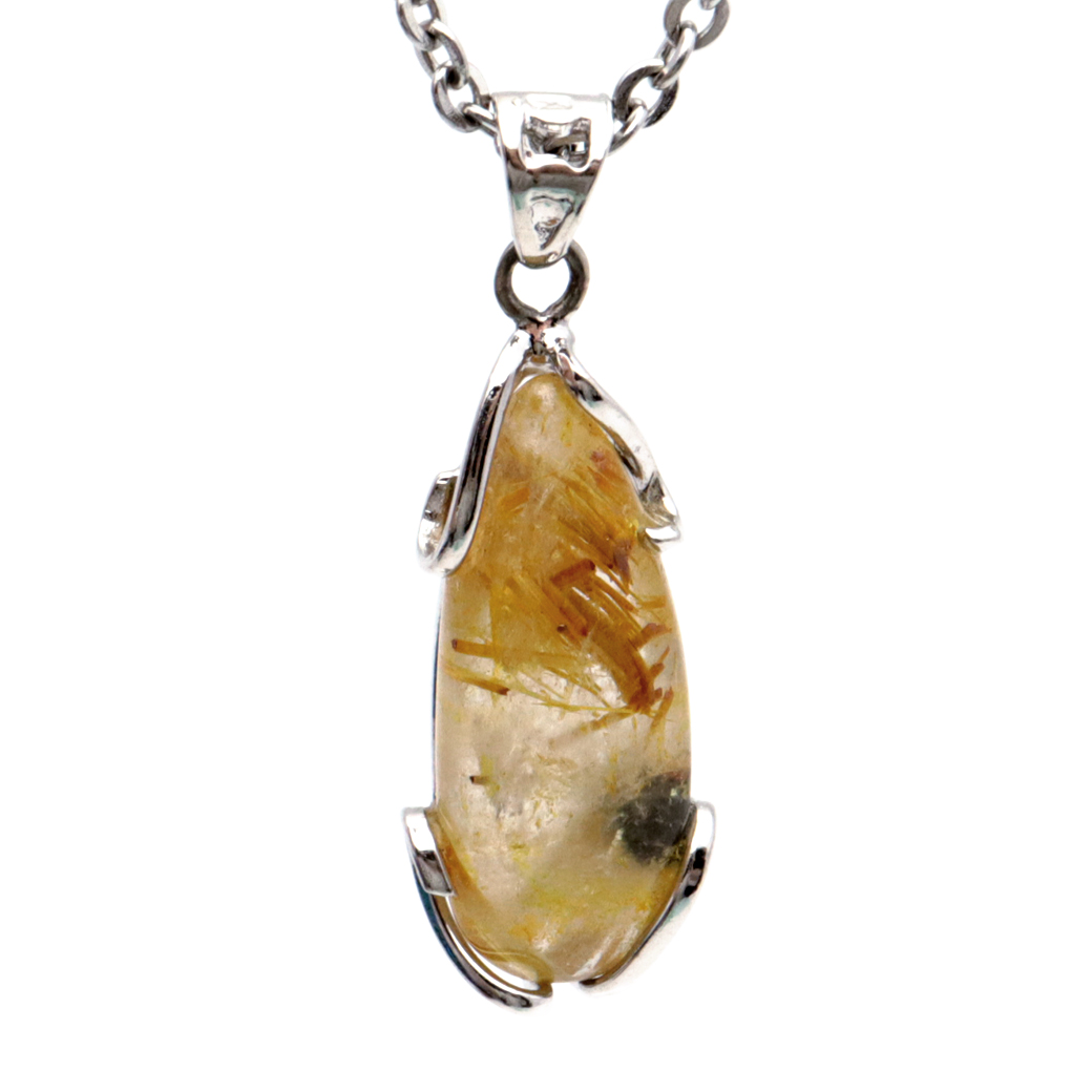 ルチルクォーツ ペンダント ゴールドルチル 天然石 ネックレス パワーストーン Silver925 針水晶 金運 贈り物 1点物 ギフト プレゼント