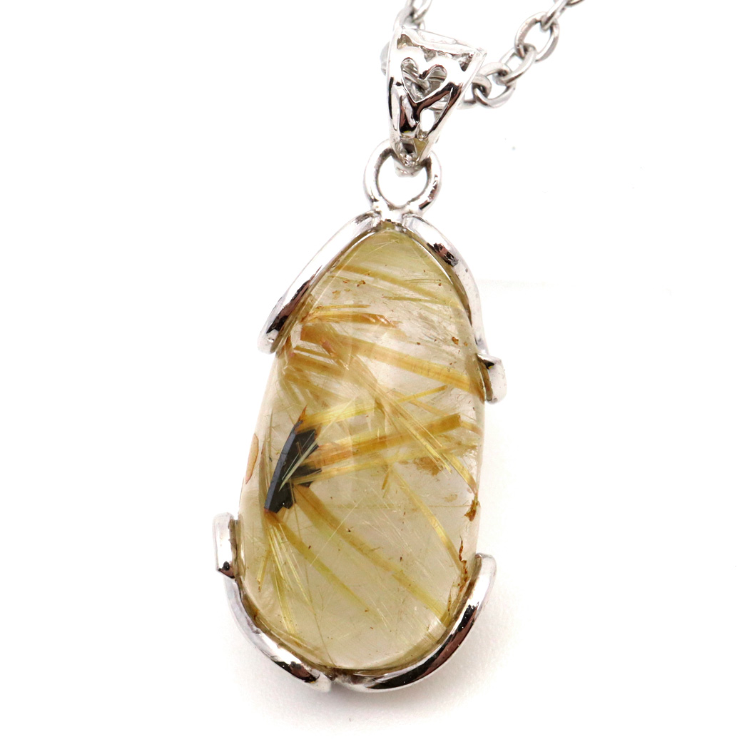 ルチルクォーツ ペンダント ゴールドルチル 天然石 ネックレス Silver925 針水晶 金運 贈り物 クリスマス プレゼント