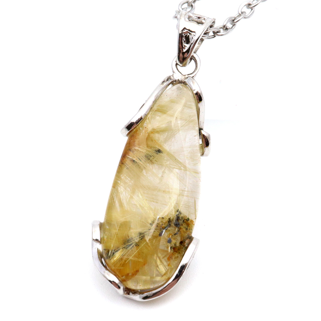 ルチルクォーツ ペンダント ゴールドルチル 天然石 ネックレス Silver925 針水晶 金運 贈り物 クリスマス プレゼント