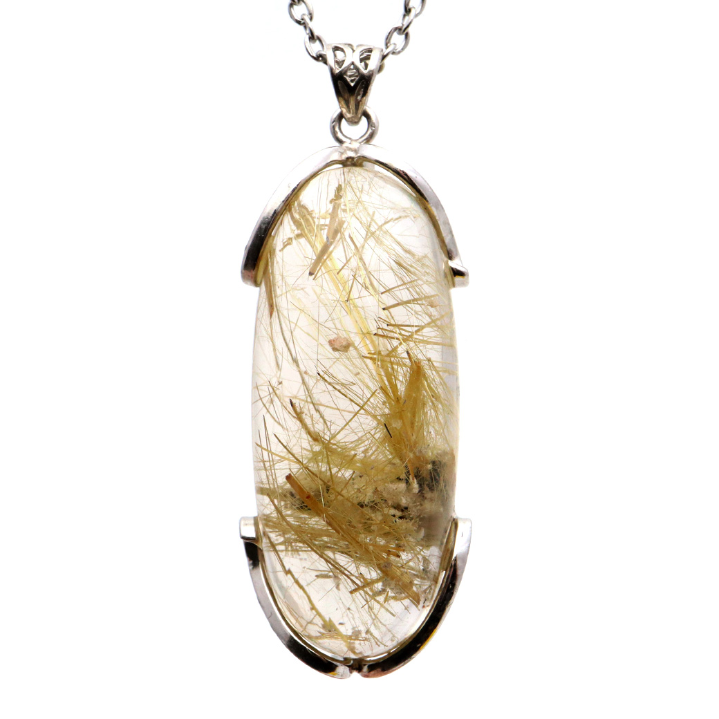 ルチルクォーツ ペンダント ゴールドルチル 天然石 ネックレス Silver925 針水晶 金運 贈り物 クリスマス プレゼント