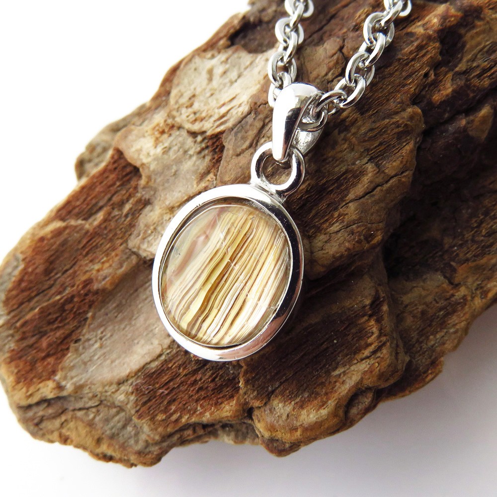 タイチン ゴールド ルチルクォーツ ペンダント 針水晶 1点物 天然石 パワーストーン Silver925