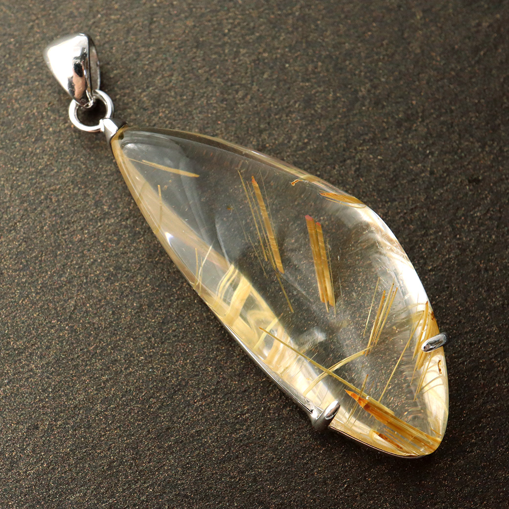 ゴールド タイチン ルチルクォーツ ペンダント 天然石 パワーストーン Silver925