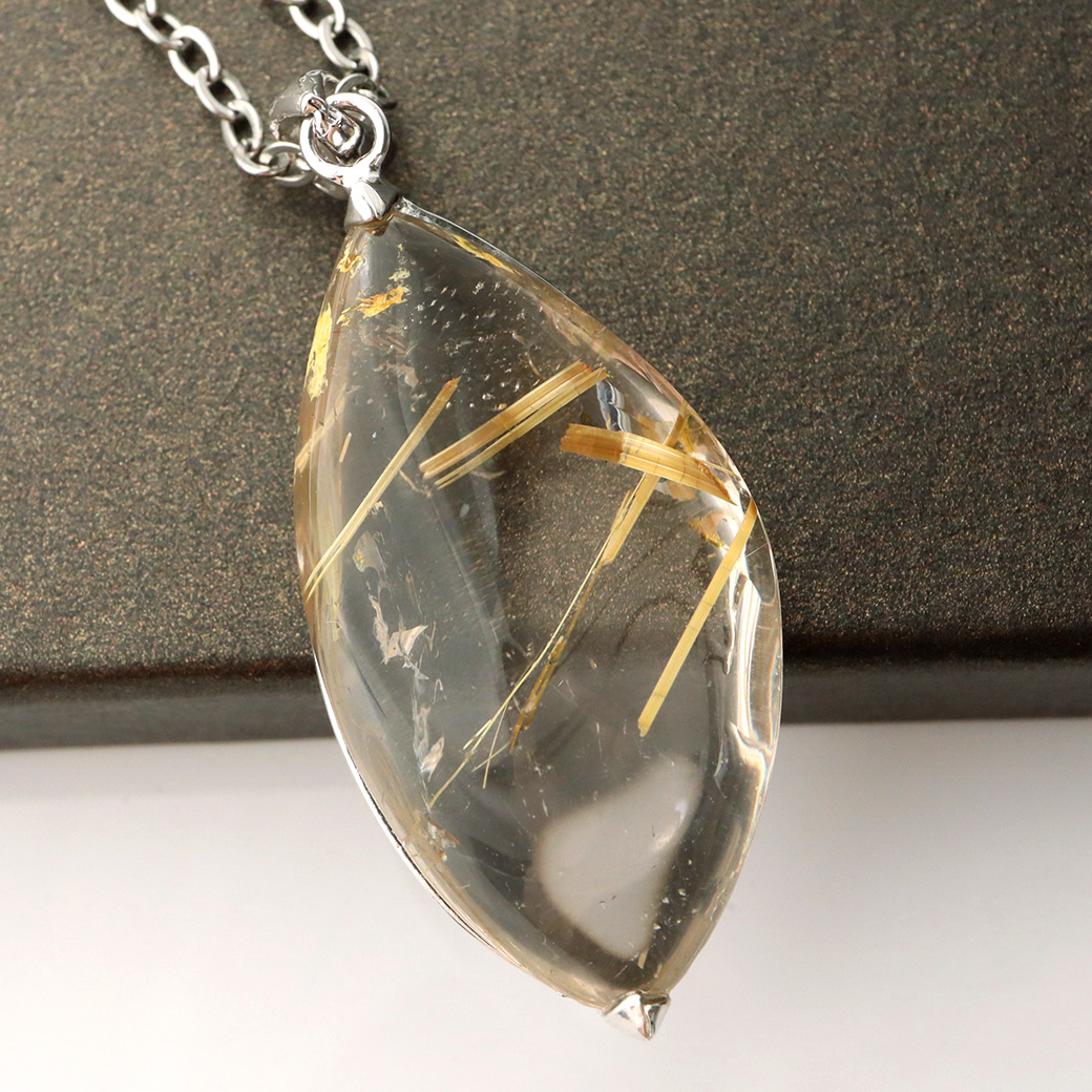 ゴールド タイチン ルチルクォーツ ペンダント 天然石 パワーストーン Silver925