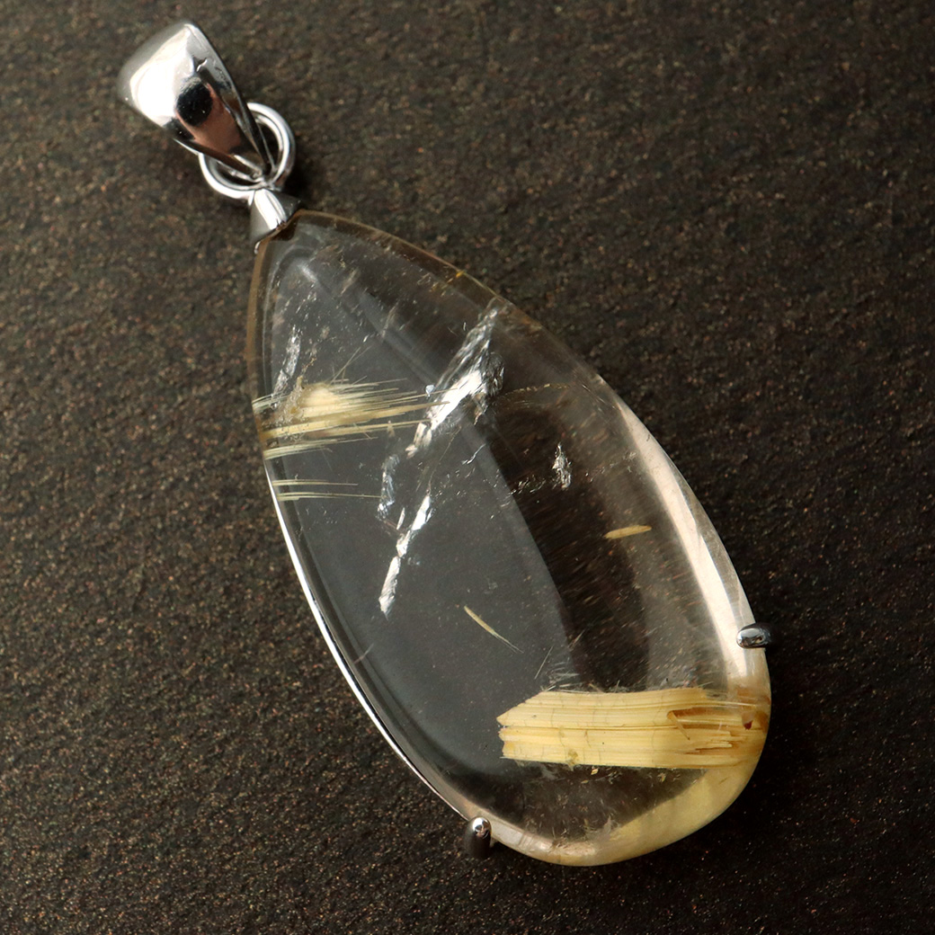 ゴールド タイチン ルチルクォーツ ペンダント 天然石 パワーストーン Silver925