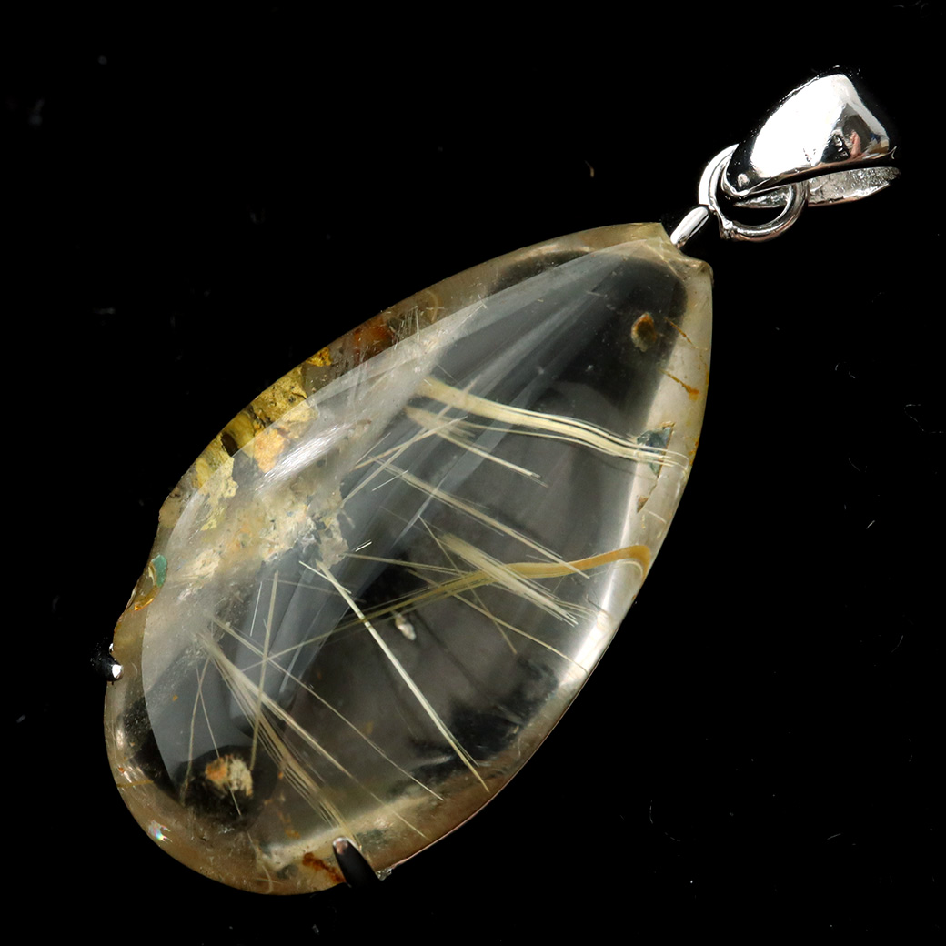 ゴールド タイチン ルチルクォーツ ペンダント 天然石 パワーストーン Silver925