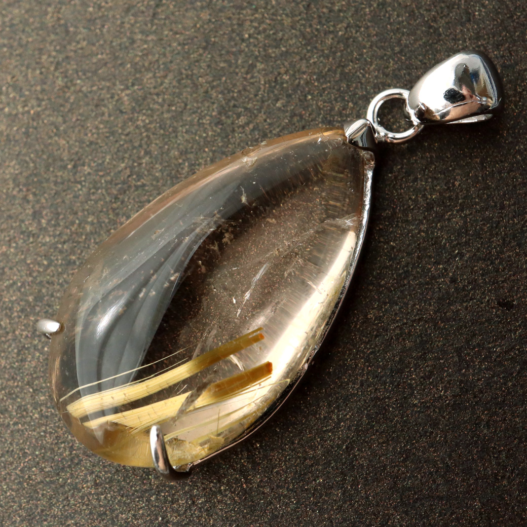 ゴールド タイチン ルチルクォーツ ペンダント 天然石 パワーストーン Silver925