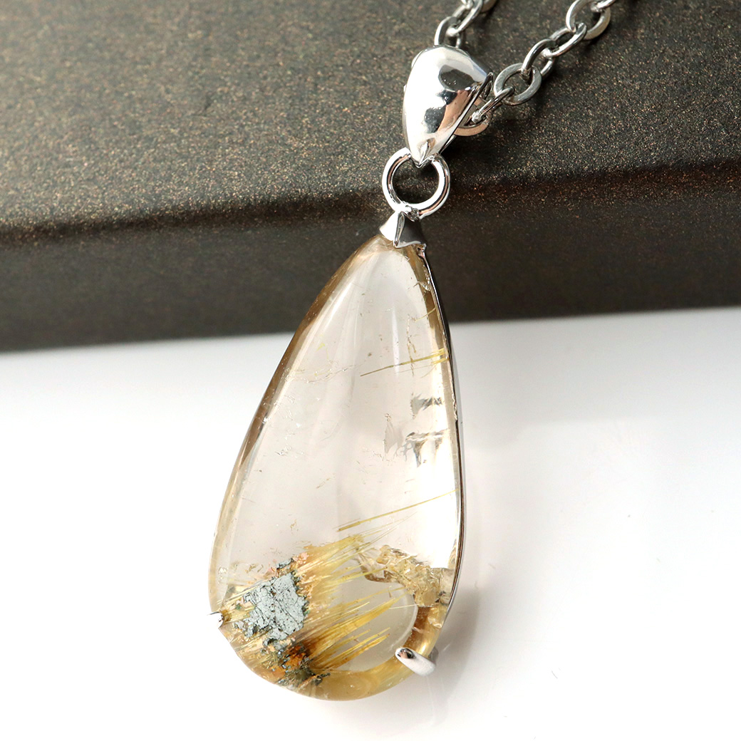 ゴールド タイチン ルチルクォーツ ペンダント 天然石 パワーストーン Silver925