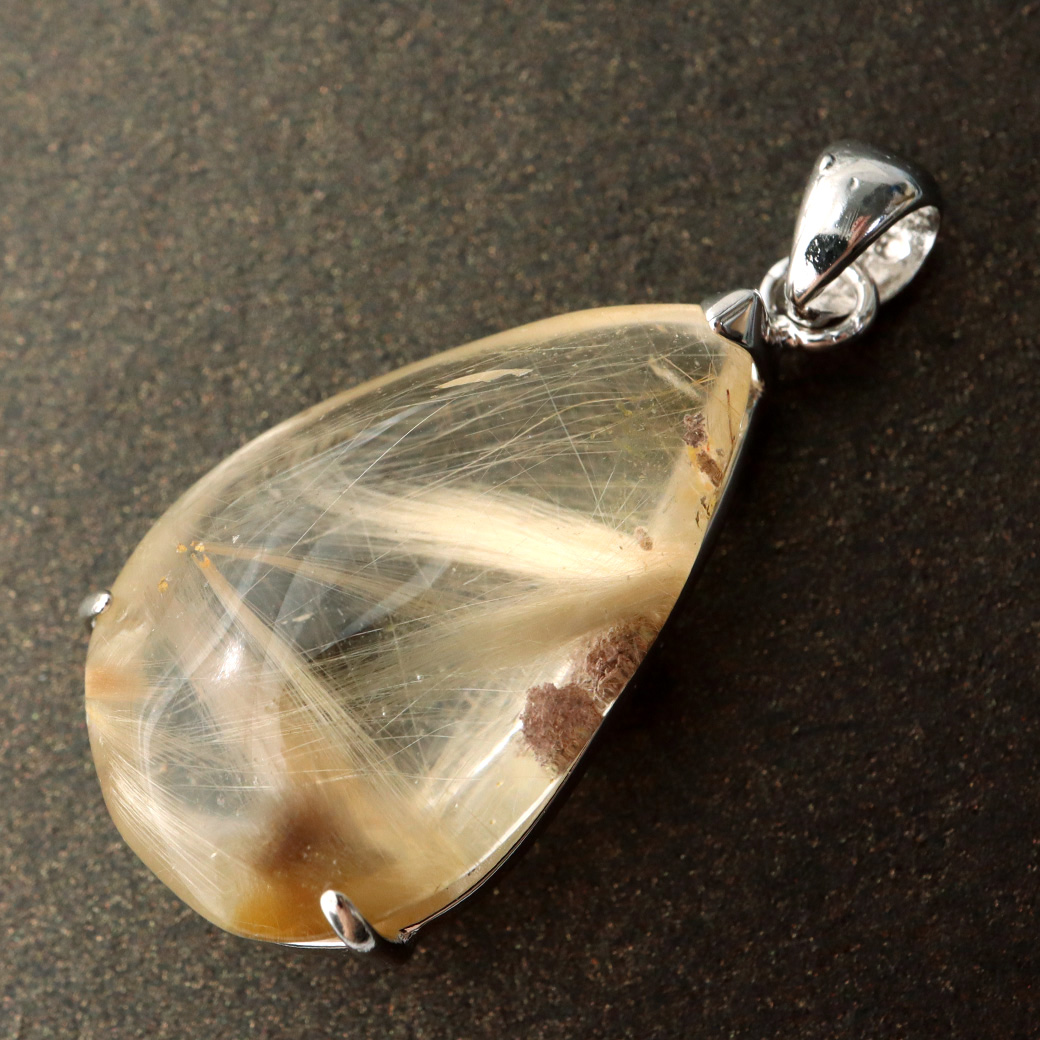 ゴールド タイチン ルチルクォーツ ペンダント 天然石 パワーストーン Silver925