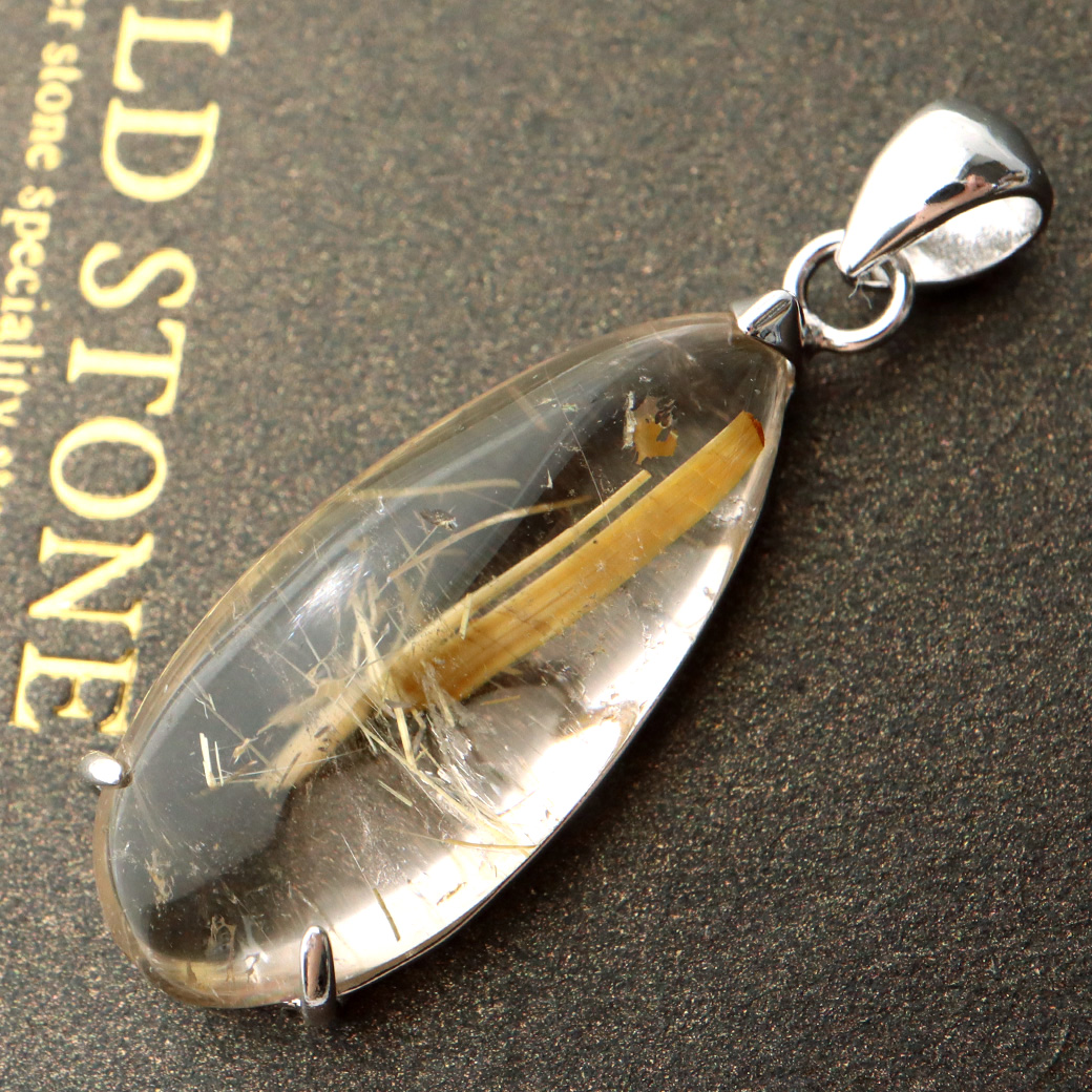 ゴールド タイチン ルチルクォーツ ペンダント 天然石 パワーストーン Silver925