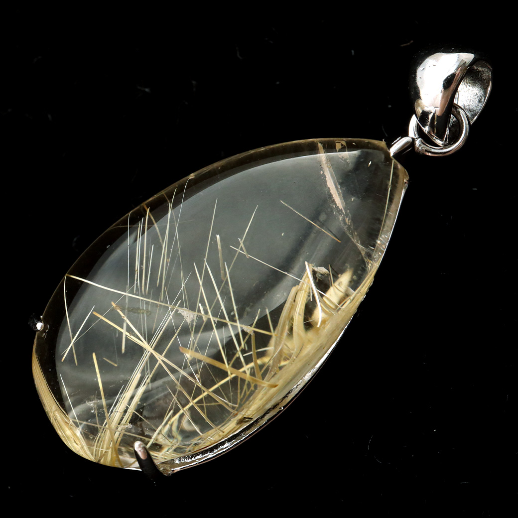 ゴールド タイチン ルチルクォーツ ペンダント 天然石 パワーストーン Silver925