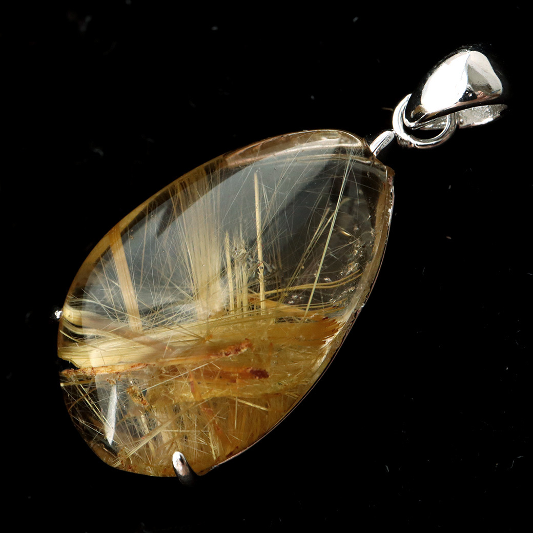 ゴールド タイチン ルチルクォーツ ペンダント 天然石 パワーストーン Silver925