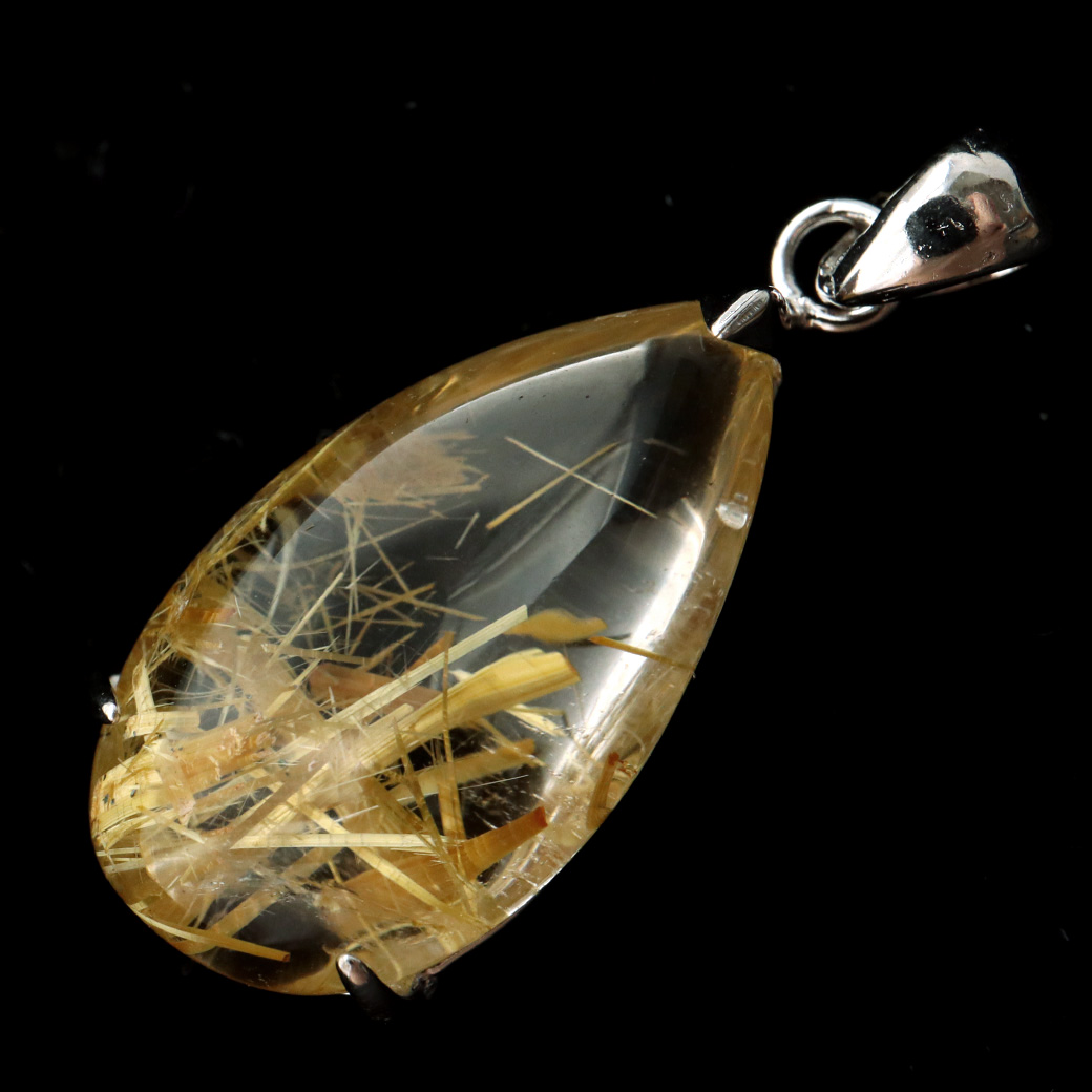 ゴールド タイチン ルチルクォーツ ペンダント 天然石 パワーストーン Silver925