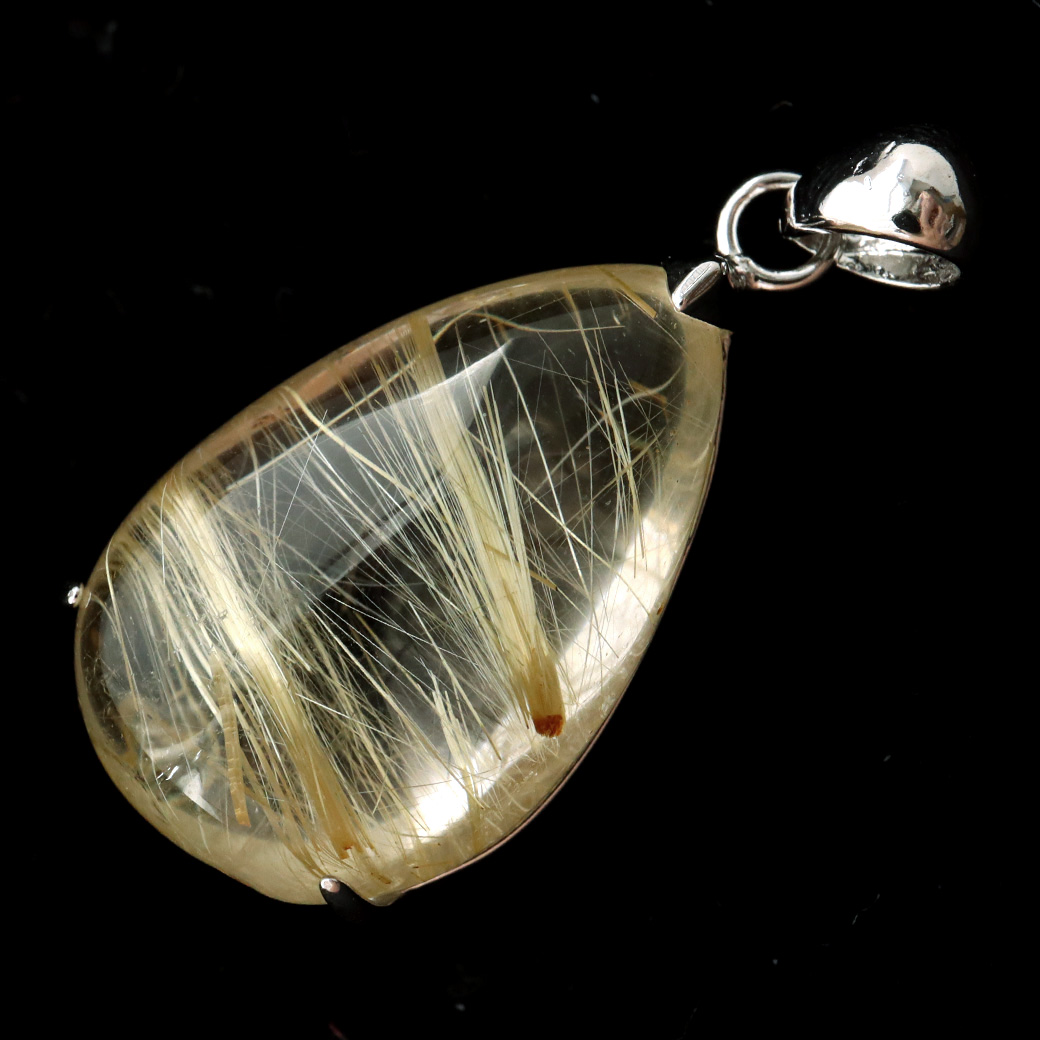 ゴールド タイチン ルチルクォーツ ペンダント 天然石 パワーストーン Silver925