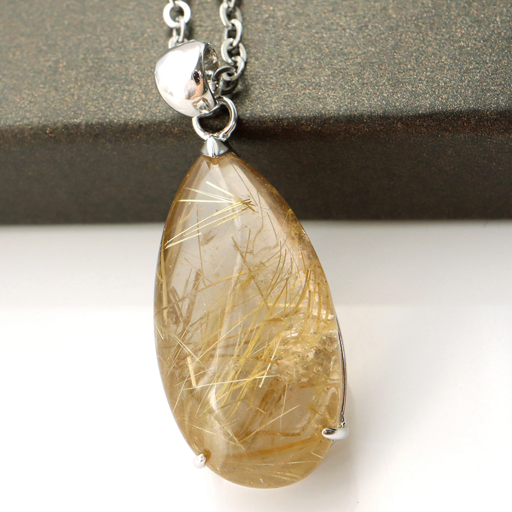 ゴールド タイチン ルチルクォーツ ペンダント 天然石 パワーストーン Silver925