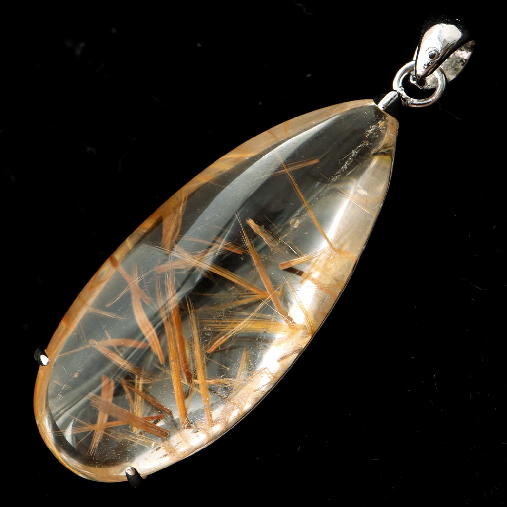 ゴールド タイチン ルチルクォーツ ペンダント 天然石 パワーストーン Silver925