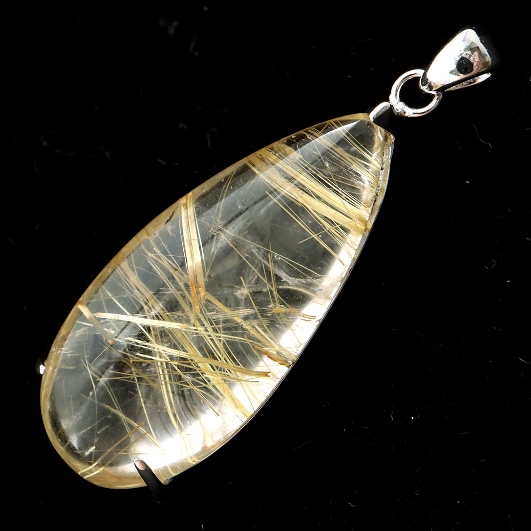 ゴールド タイチン ルチルクォーツ ペンダント 天然石 パワーストーン Silver925
