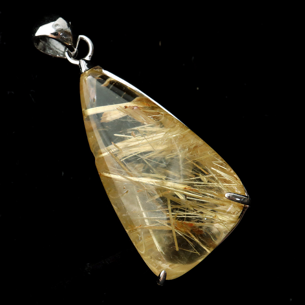 ゴールド タイチン ルチルクォーツ ペンダント 天然石 パワーストーン Silver925