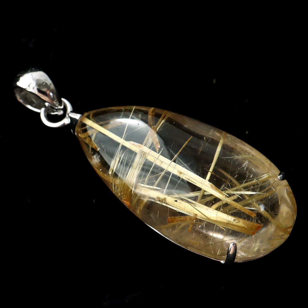 ゴールド タイチン ルチルクォーツ ペンダント 天然石 パワーストーン Silver925