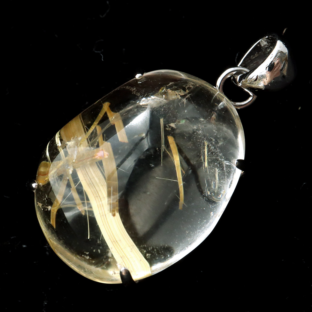 ゴールド タイチン ルチルクォーツ ペンダント 天然石 パワーストーン Silver925