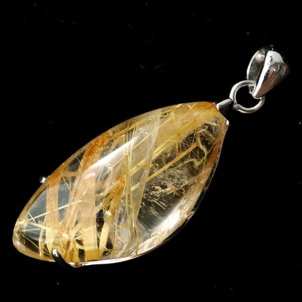 ゴールド タイチン ルチルクォーツ ペンダント 天然石 パワーストーン Silver925