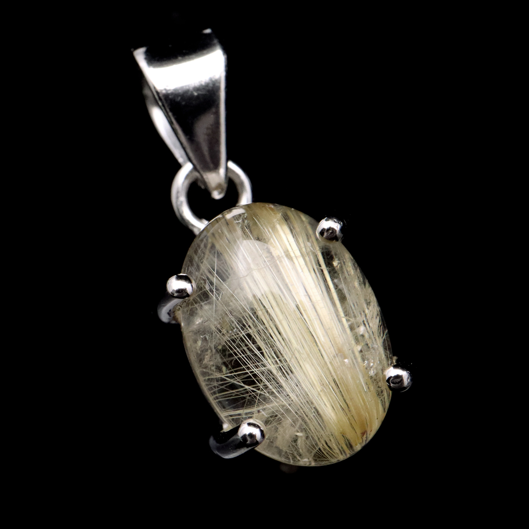 ゴールド ルチルクォーツ ペンダント 天然石 ネックレス 金針水晶 ブラジル産 1点もの SILVER925