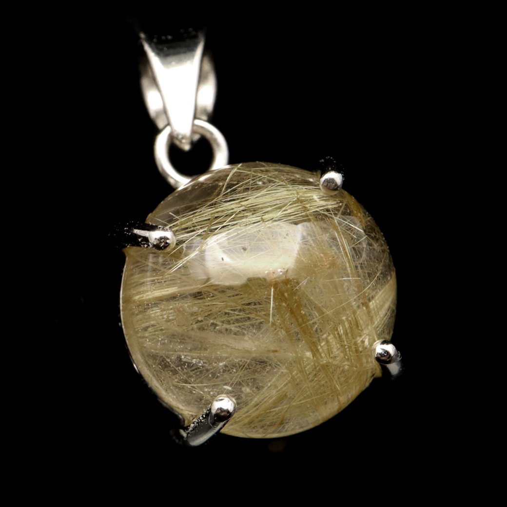 ゴールド ルチルクォーツ ペンダント 天然石 ネックレス 金針水晶 ブラジル産 1点もの SILVER925