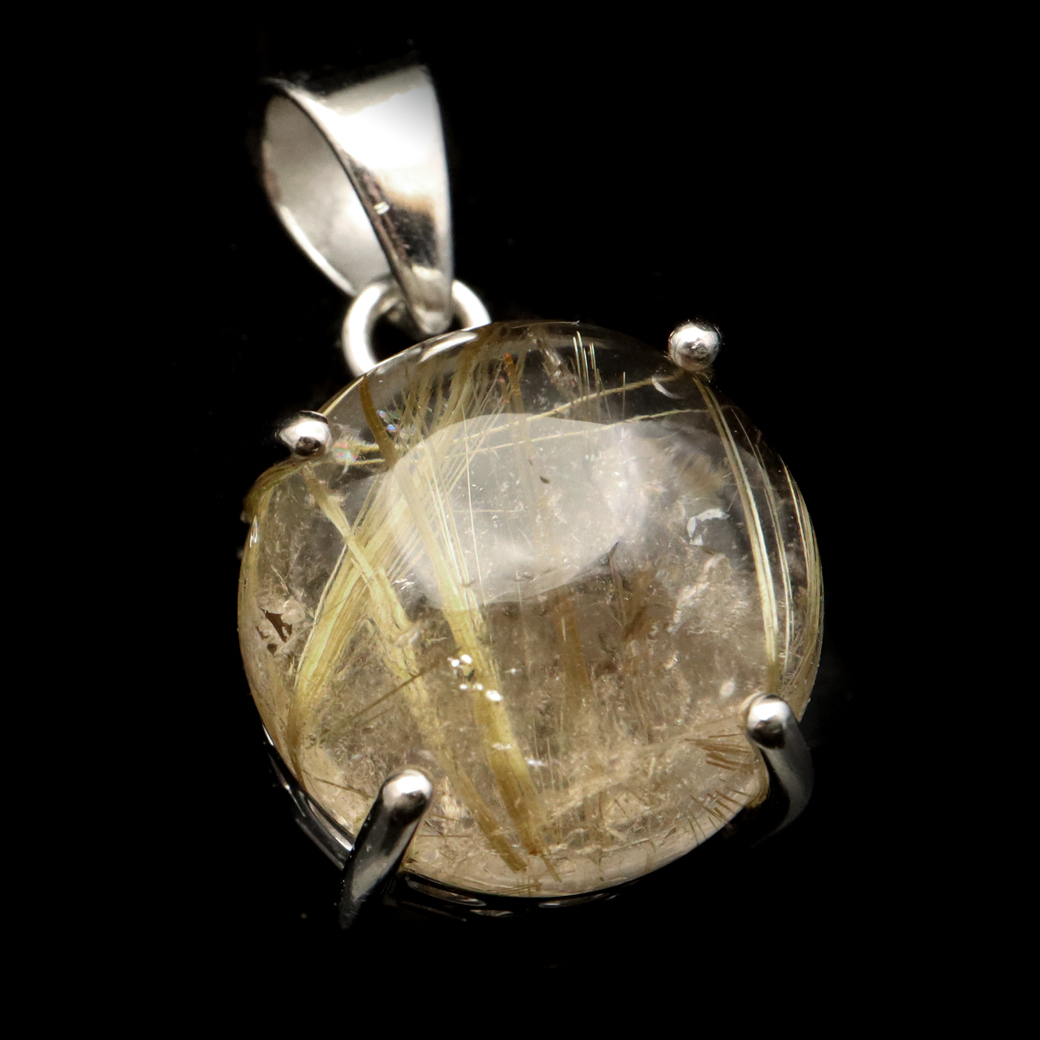 ゴールド ルチルクォーツ ペンダント 天然石 ネックレス 金針水晶 ブラジル産 1点もの SILVER925